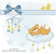baby shower card with sleepy teddy bear N6