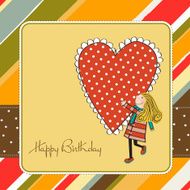 Funny girl with hearts Doodle cartoon character N2
