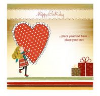 Funny girl with hearts Doodle cartoon character N4