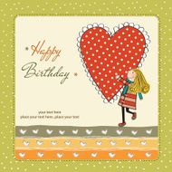 Funny girl with hearts Doodle cartoon character N5