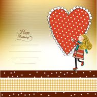 Funny girl with hearts Doodle cartoon character N8