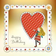 Funny girl with hearts Doodle cartoon character N10
