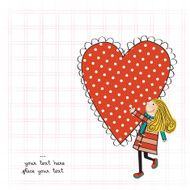 Funny girl with hearts Doodle cartoon character N11