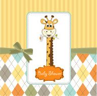 new baby announcement card with giraffe N3