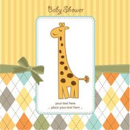 new baby announcement card with giraffe N4