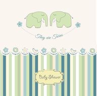 Baby twins shower card N3