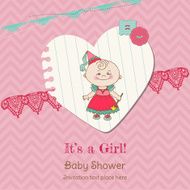 Baby Girl Shower and Arrival Card