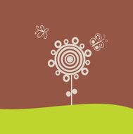 Cartoon flower with butterflies