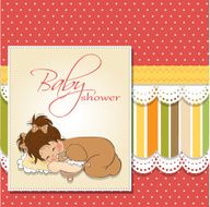 baby shower card with little girl N3