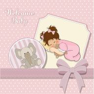 baby shower card with little girl N5