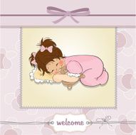 baby shower card with little girl N6