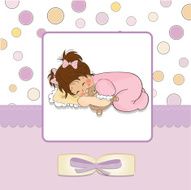 baby shower card with little girl N7