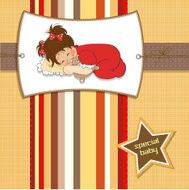 baby shower card with little girl N8