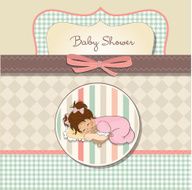 baby shower card with little girl N9
