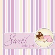 baby shower card with little girl N10
