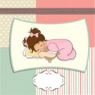 baby shower card with little girl N12