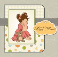 little baby girl play with her teddy bear toy N5