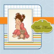 little baby girl play with her teddy bear toy N7