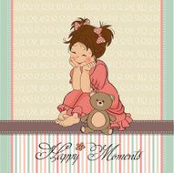 little baby girl play with her teddy bear toy N8