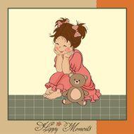 little baby girl play with her teddy bear toy N9
