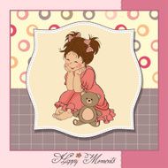 little baby girl play with her teddy bear toy N11