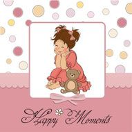 little baby girl play with her teddy bear toy N13