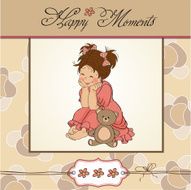 little baby girl play with her teddy bear toy N14
