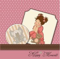 little baby girl play with her teddy bear toy N15