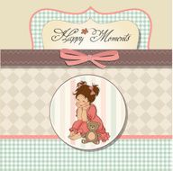 little baby girl play with her teddy bear toy N16