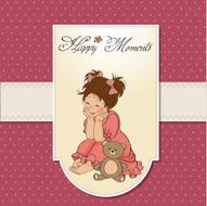 little baby girl play with her teddy bear toy N17