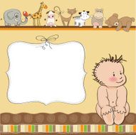 new baby announcement card with little boy