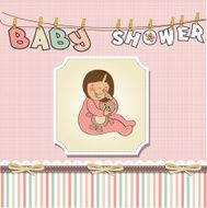 little baby girl play with her teddy bear toy N19