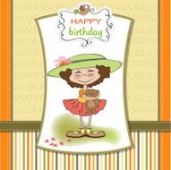 cute birthday greeting card with girl and her teddy bear N15
