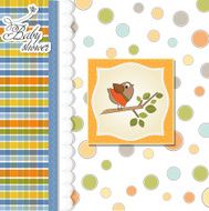 welcome baby card with funny little bird N2