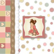 little baby girl play with her teddy bear toy N20