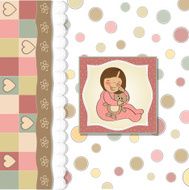 little baby girl play with her teddy bear toy N21