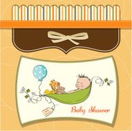 little boy sleeping in a pea been baby announcement card N14