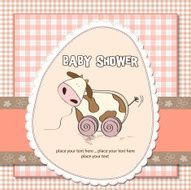 Baby shower card with cute cow toy N2