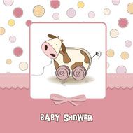 Baby shower card with cute cow toy N3