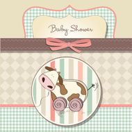 Baby shower card with cute cow toy N4