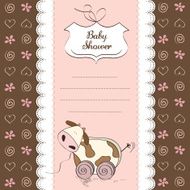 Baby shower card with cute cow toy N5