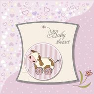 Baby shower card with cute cow toy N6