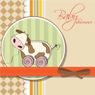 Baby shower card with cute cow toy N9