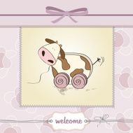 Baby shower card with cute cow toy N10