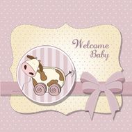 Baby shower card with cute cow toy N11