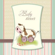 Baby shower card with cute cow toy N12