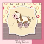 Baby shower card with cute cow toy N13