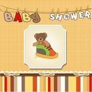 shower card with teddy bear hidden in a shoe