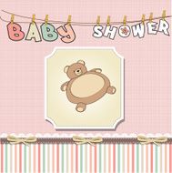 romantic baby girl announcement card with teddy bear N2