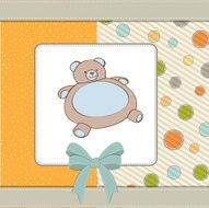 baby shower card with teddy bear toy N16